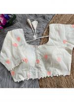 Cotton Baby Pink Casual Wear Thread Work Readymade Blouse